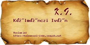 Kálmánczi Iván névjegykártya
